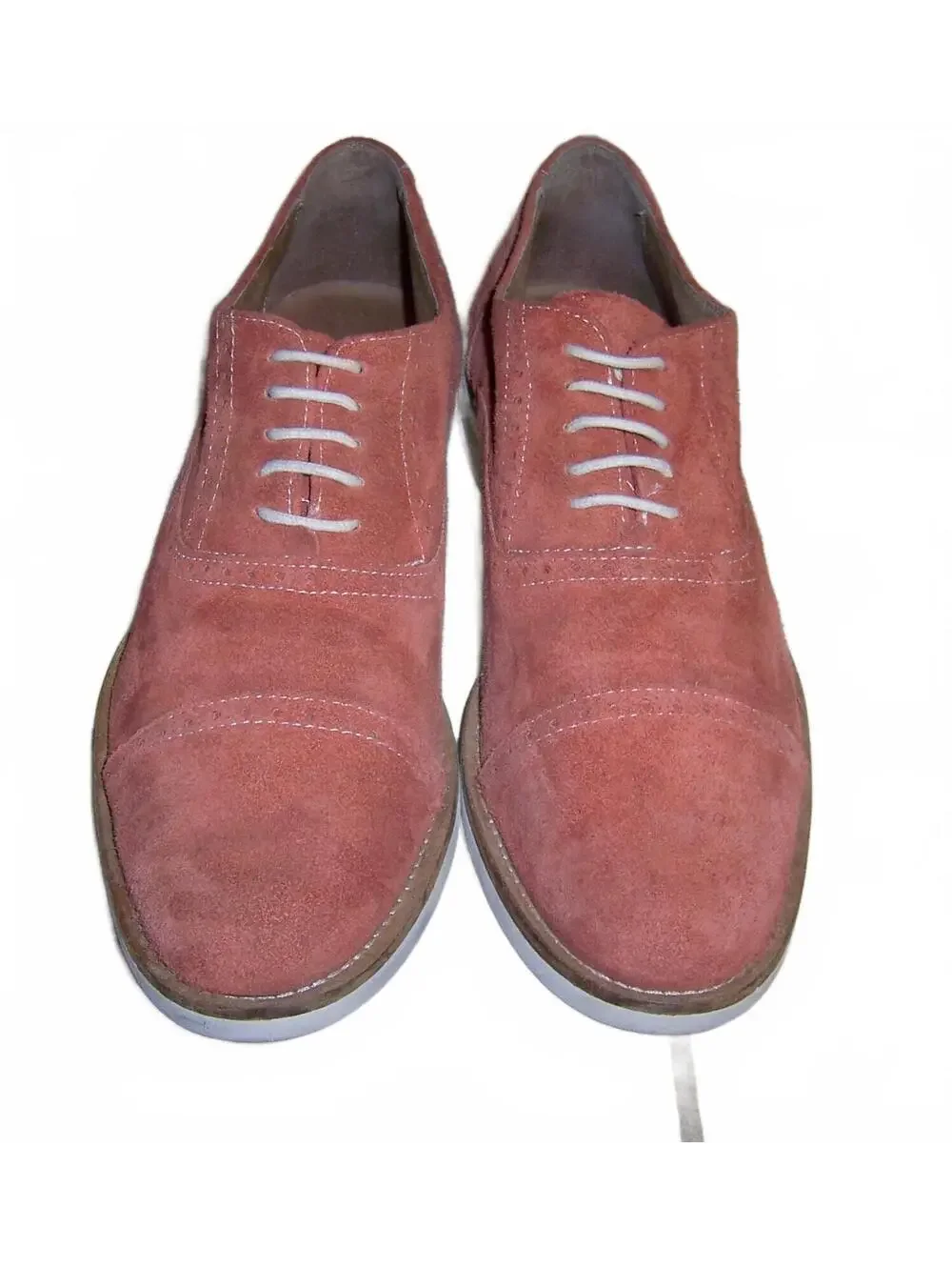 Bacco Bucci Mens Salmon Pink Suede Cap Toe Oxford Shoes 11.5